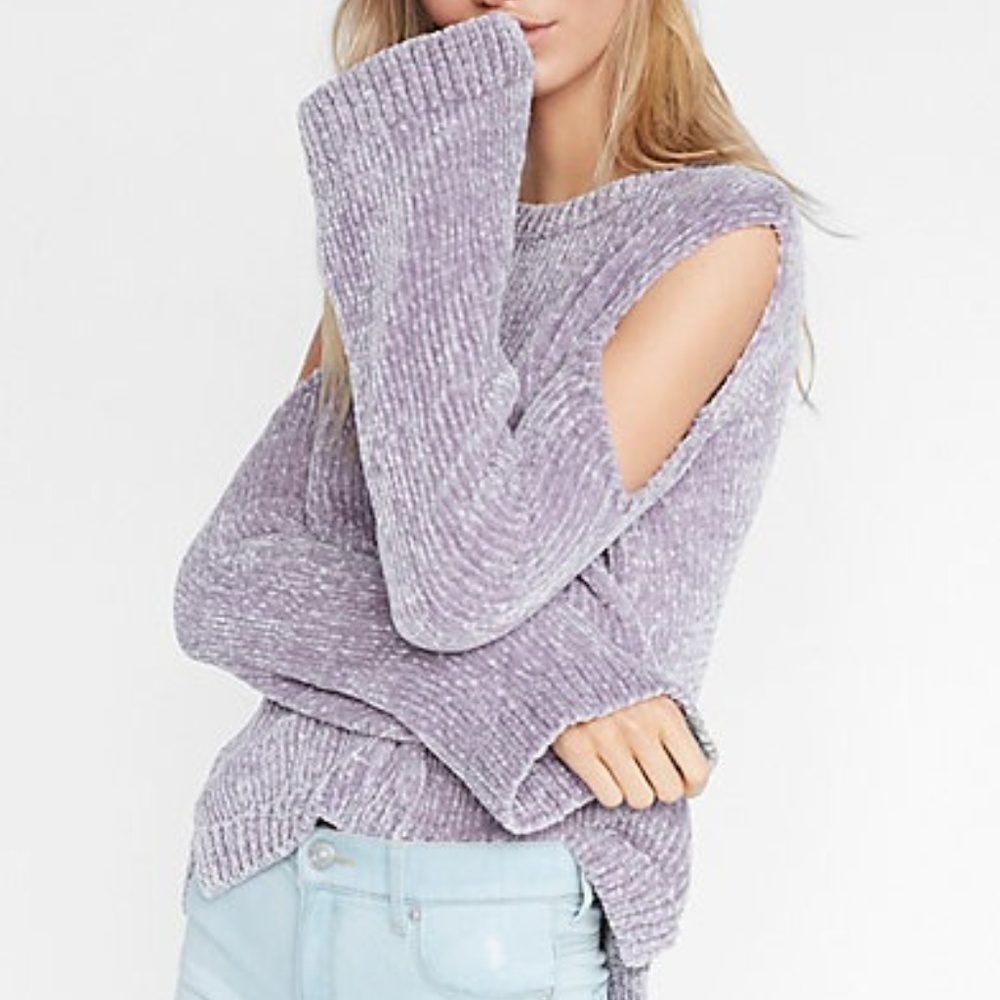 Plush Chenille Cold Shoulder Sweater NWT
